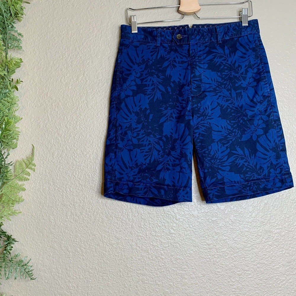 🌳 Cremieux Casual Shorts Flat Blue Floral Mens 30